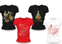 T Shirt Ladies Foiled Christmas