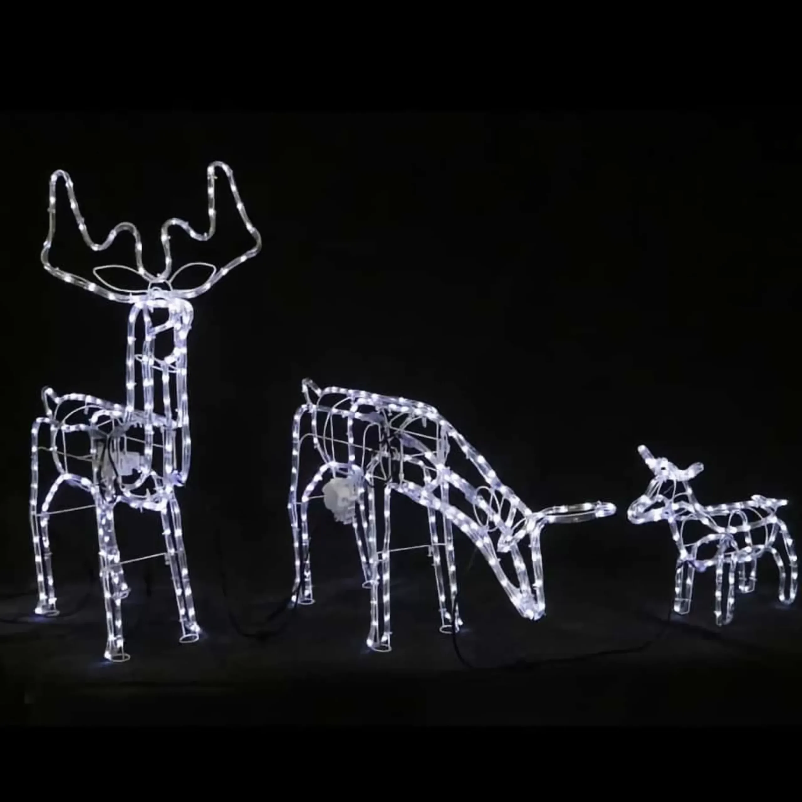 Warm White 3D Moving Led Ropelight Reindeer Family