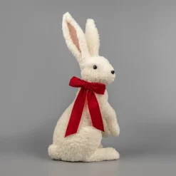 White Arctic Hare With Red Bow - 54Cm