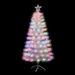 White Fibre Optic Tree With Rainbow Flash Effect - 150Cm
