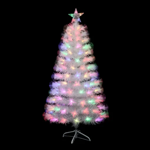 White Fibre Optic Tree With Rainbow Flash Effect - 150Cm