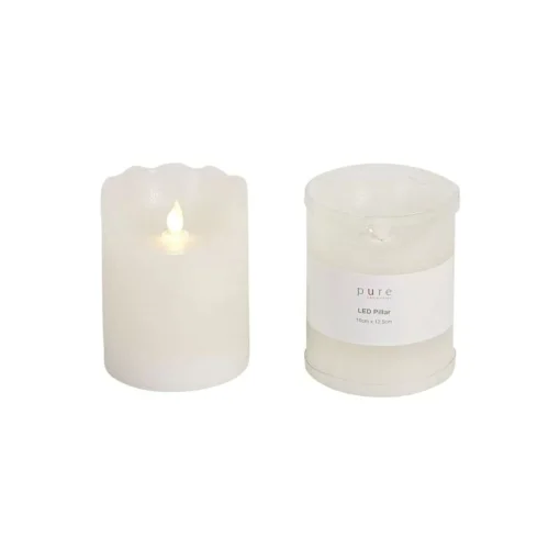 White Heaven Led Wax Pillar Candle - 12.5Cm