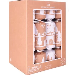 White Natural Deer Christmas Crackers (Pack Of 12) - 30Cm