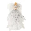 White Silver Angel Cone Tree Topper - 28Cm