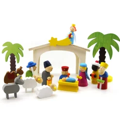 Wooden Childrens Nativity Set (Set Of 16) - 26Cm