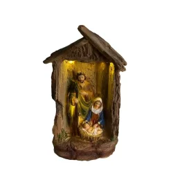 Wooden Scene Nativity With Glow - 21.3Cm