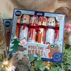 Woodland Words Tray Of 6 Christmas Crackers - 30.5Cm